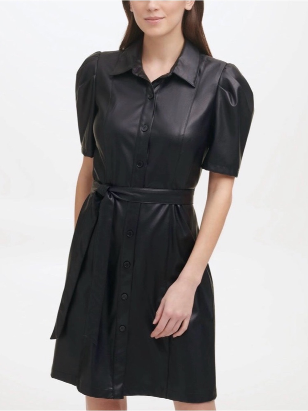 Dkny Women's Faux Wrap Leather Dress